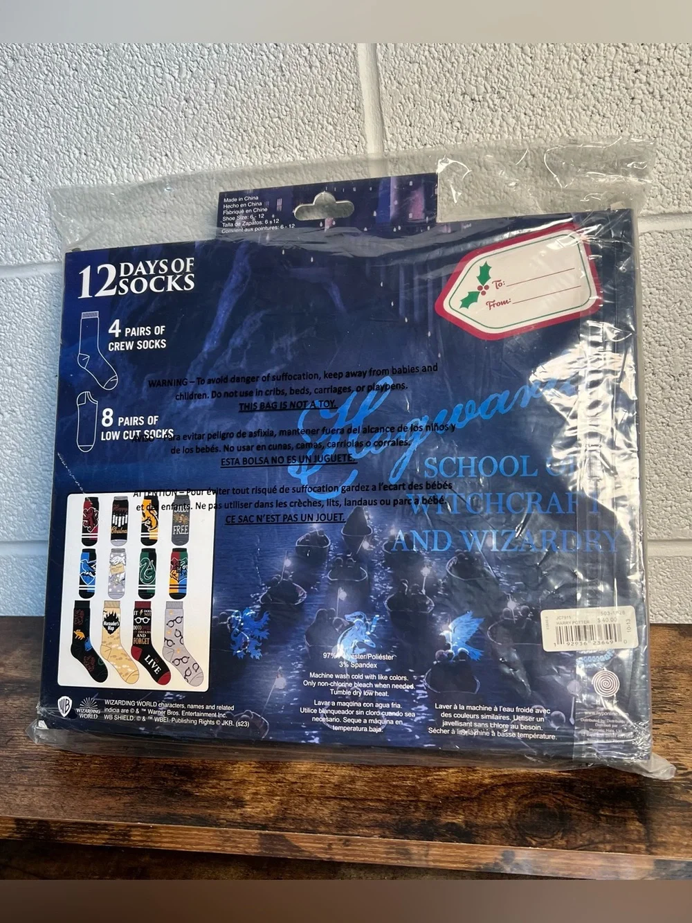 Harry Potter Socks Gift Set 12 Days of Socks 4 Crew 8 Low Cut Wizard Multi Pack